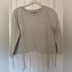 LOFT Heathered Gray Ribbed Top